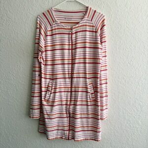 Coolibar Cabana Swim Coverup Dress Medium Stripe UPF 50+ Full Zip Pockets Resort